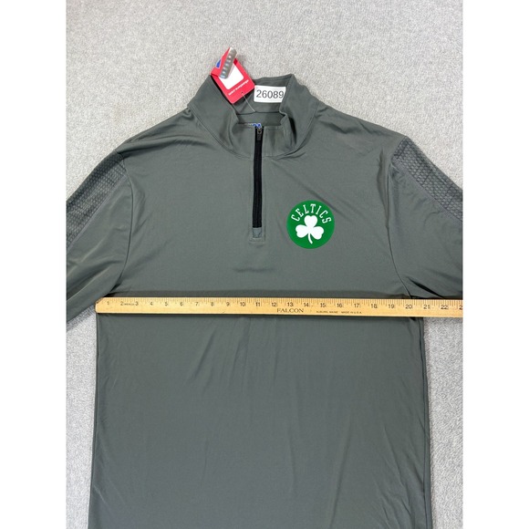 NWT Boston Celtics NBA Screened Logo 1/4 Zip Pullover (Men's‎ Large) Gray - Picture 7 of 12